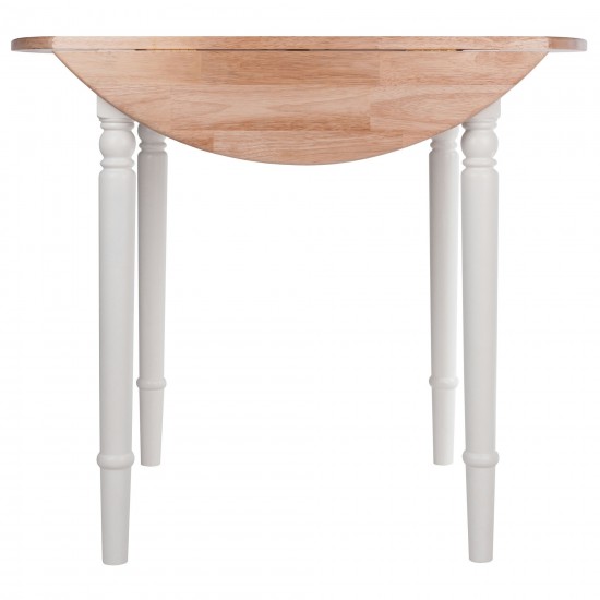 Sorella Round Drop Leaf Table, Natural and White