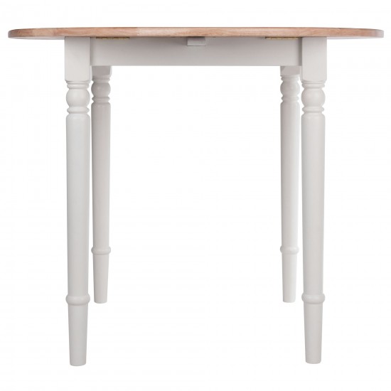 Sorella Round Drop Leaf Table, Natural and White