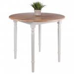 Sorella Round Drop Leaf Table, Natural and White