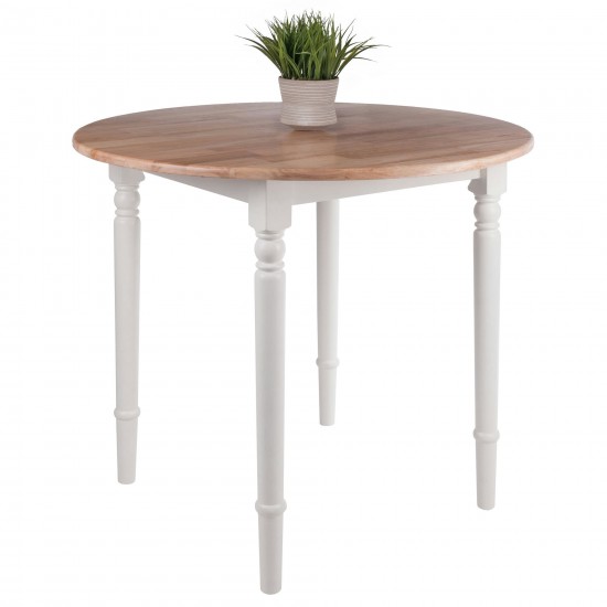 Sorella Round Drop Leaf Table, Natural and White