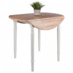 Sorella Round Drop Leaf Table, Natural and White