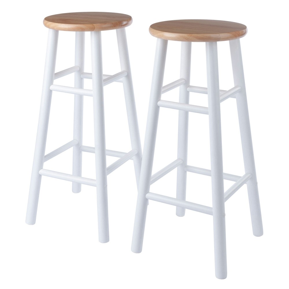 Huxton 2-Pc Bar Stool Set, Natural and White Huxton 2-Pc Bar Stool Set, Natural and White