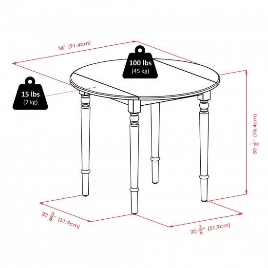 Sorella 5-Pc Drop Leaf Dining Table with Windsor Chairs, Natural and White