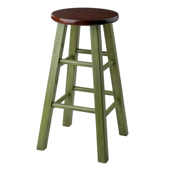 Ivy Counter Stool, Rustic Green and Walnut