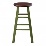 Ivy Counter Stool, Rustic Green and Walnut