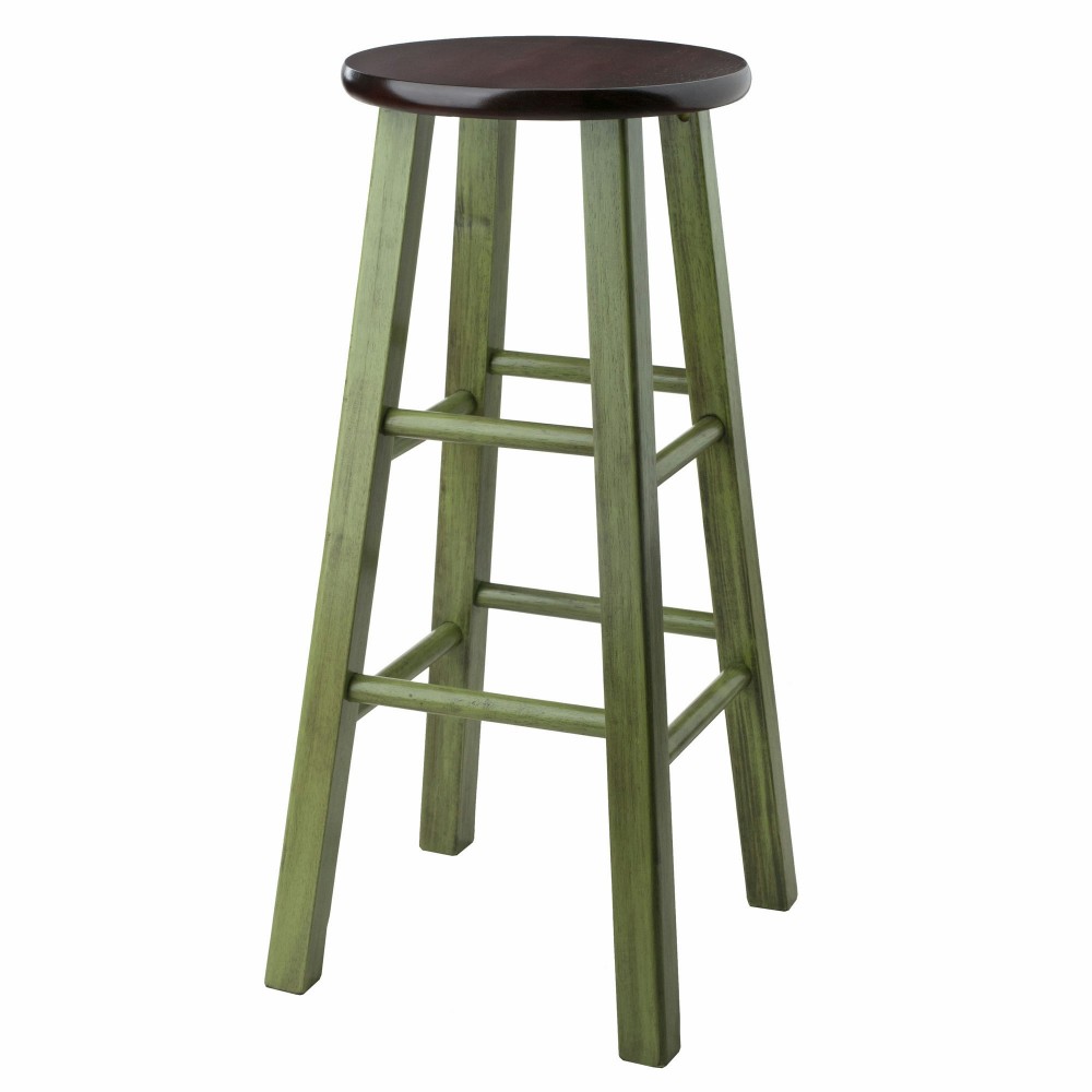 Ivy Bar Stool, Rustic Green and Walnut Ivy Bar Stool, Rustic Green and Walnut