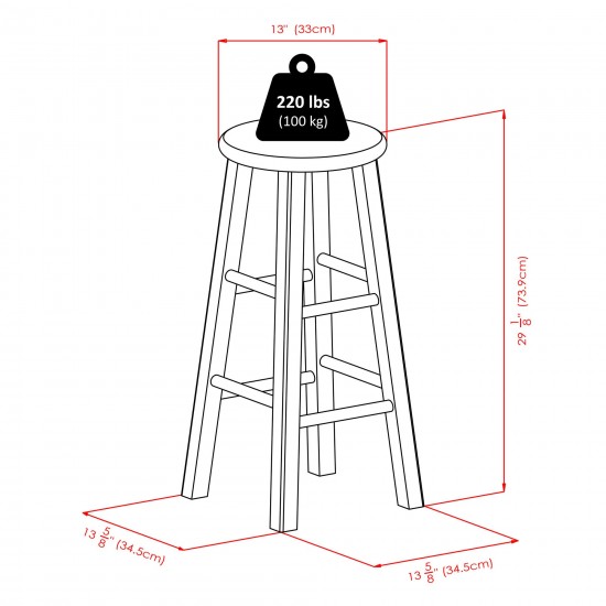 Ivy Bar Stool, Rustic Light Blue and Walnut