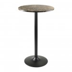 Cora Round Pub Table, Black and Faux Marble