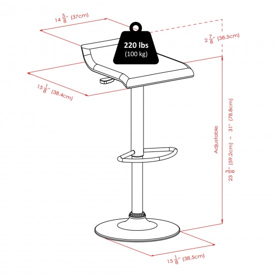 Cora 3-Pc Round Pub Table with Adjustable Swivel Stools, Black and Espresso