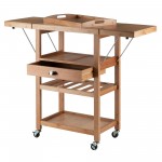 Barton Utility Kitchen Cart, Drop Leaf, Bamboo