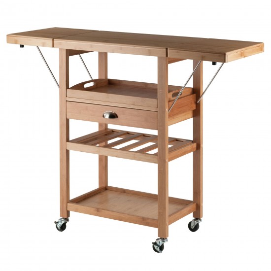 Barton Utility Kitchen Cart, Drop Leaf, Bamboo