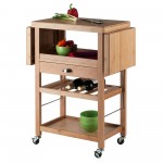 Barton Utility Kitchen Cart, Drop Leaf, Bamboo