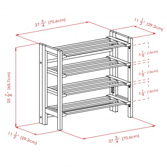 Clifford 4-Tier Shoe Rack, Stackable, Natural