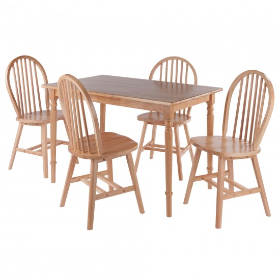 Ravenna 5-Pc Dining Table with Windsor Chairs, Natural