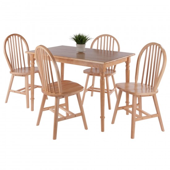 Ravenna 5-Pc Dining Table with Windsor Chairs, Natural