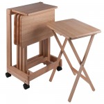 Brienda 5-Pc Snack Table Set, Flip Top, Natural