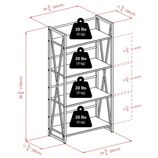 Isa 4-Tier Shelf, Graphite and Walnut