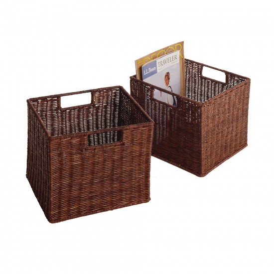 Leo 2-Pc Wicker Basket Set, Small, Walnut Rattan