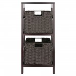 Leo 3-Pc Storage Shelf with 2 Foldable Woven Baskets, Espresso and Chocolate