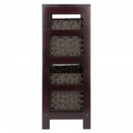 Leo 3-Pc Storage Shelf with 2 Foldable Woven Baskets, Espresso and Chocolate