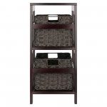 Leo 3-Pc Storage Shelf with 2 Foldable Woven Baskets, Espresso and Chocolate