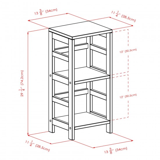 Leo 3-Pc Storage Shelf with 2 Foldable Woven Baskets, Espresso and Chocolate