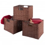 Leo 3-Pc Wicker Basket Set, Small, Walnut Rattan