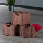 Leo 3-Pc Wicker Basket Set, Small, Walnut Rattan