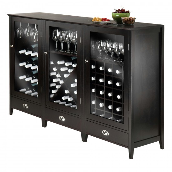 Bordeaux 3-Pc Modular Wine Cabinet Set, Espresso