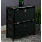 Torino 3-Pc Storage Shelf with 2 Foldable Fabric Baskets, Espresso and Black