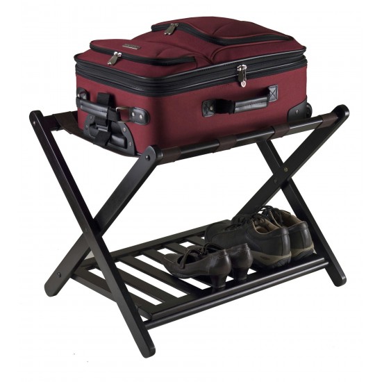 Reese Luggage Rack with Shelf, Espresso