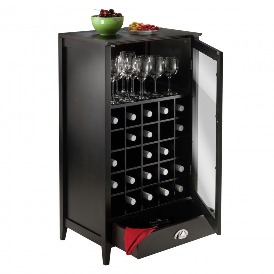 Bordeaux 25-Bottle Wine Cabinet, Espresso