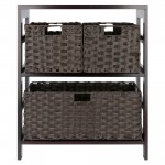 Leo 4-Pc Storage Shelf with 3 Foldable Woven Baskets, Espresso and Chocolate