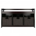 Addison 4-Pc Storage Bench with 3 Foldable Woven Baskets, Espresso and Chocolate