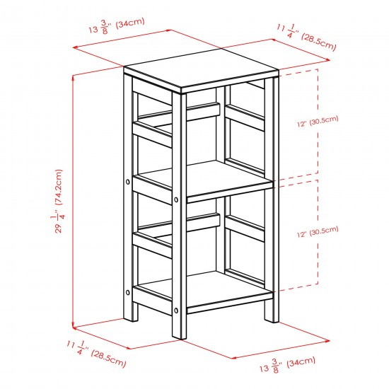 Leo 3-Pc Storage Shelf with 2 Wicker Baskets, Espresso and Walnut