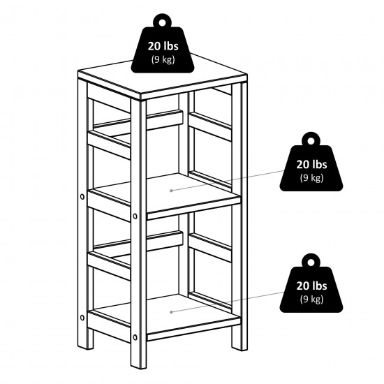 Leo 3-Pc Storage Shelf with 2 Wicker Baskets, Espresso and Walnut