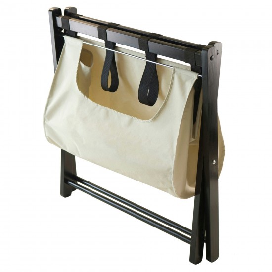 Dora Luggage Rack with Fabric Basket, Espresso