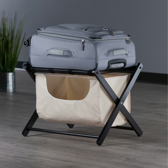 Dora Luggage Rack with Fabric Basket, Espresso