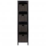 Terrace 5-Pc Storage Shelf with 4 Foldable Woven Baskets, Espresso and Chocolate