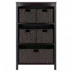 Terrace 6-Pc Storage Shelf with 5 Foldable Woven Baskets, Espresso and Chocolate