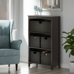 Terrace 6-Pc Storage Shelf with 5 Foldable Woven Baskets, Espresso and Chocolate