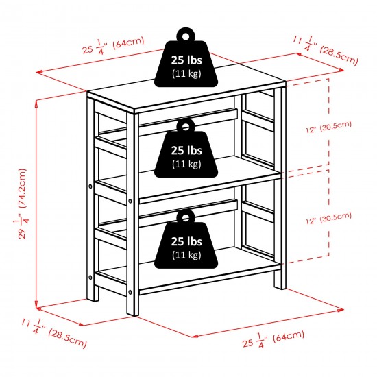 Leo 4-Pc Storage Shelf with 3 Wicker Baskets, Espresso and Walnut