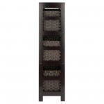 Leo 7-Pc Storage Shelf with 6 Foldable Woven Baskets, Espresso and Chocolate