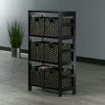 Leo 7-Pc Storage Shelf with 6 Foldable Woven Baskets, Espresso and Chocolate