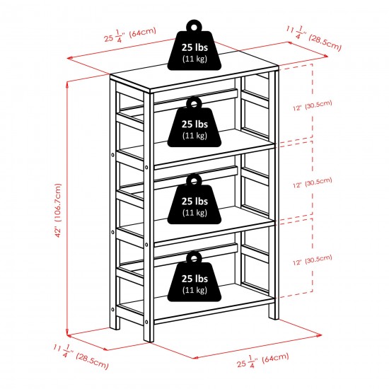 Leo 7-Pc Storage Shelf with 6 Foldable Woven Baskets, Espresso and Chocolate