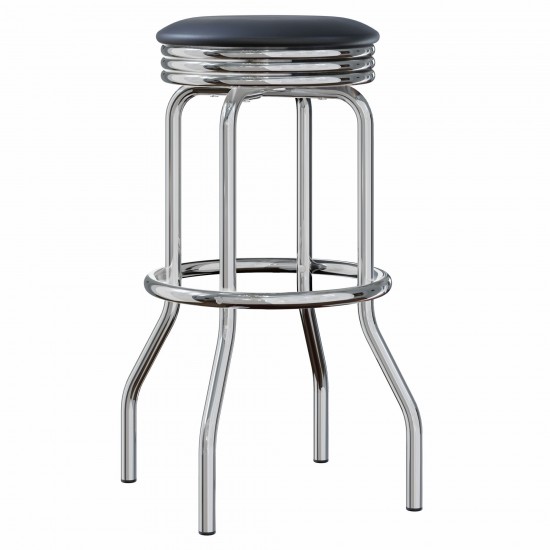 Summit 2-Pc Swivel Seat Stool Set, Black and Chrome