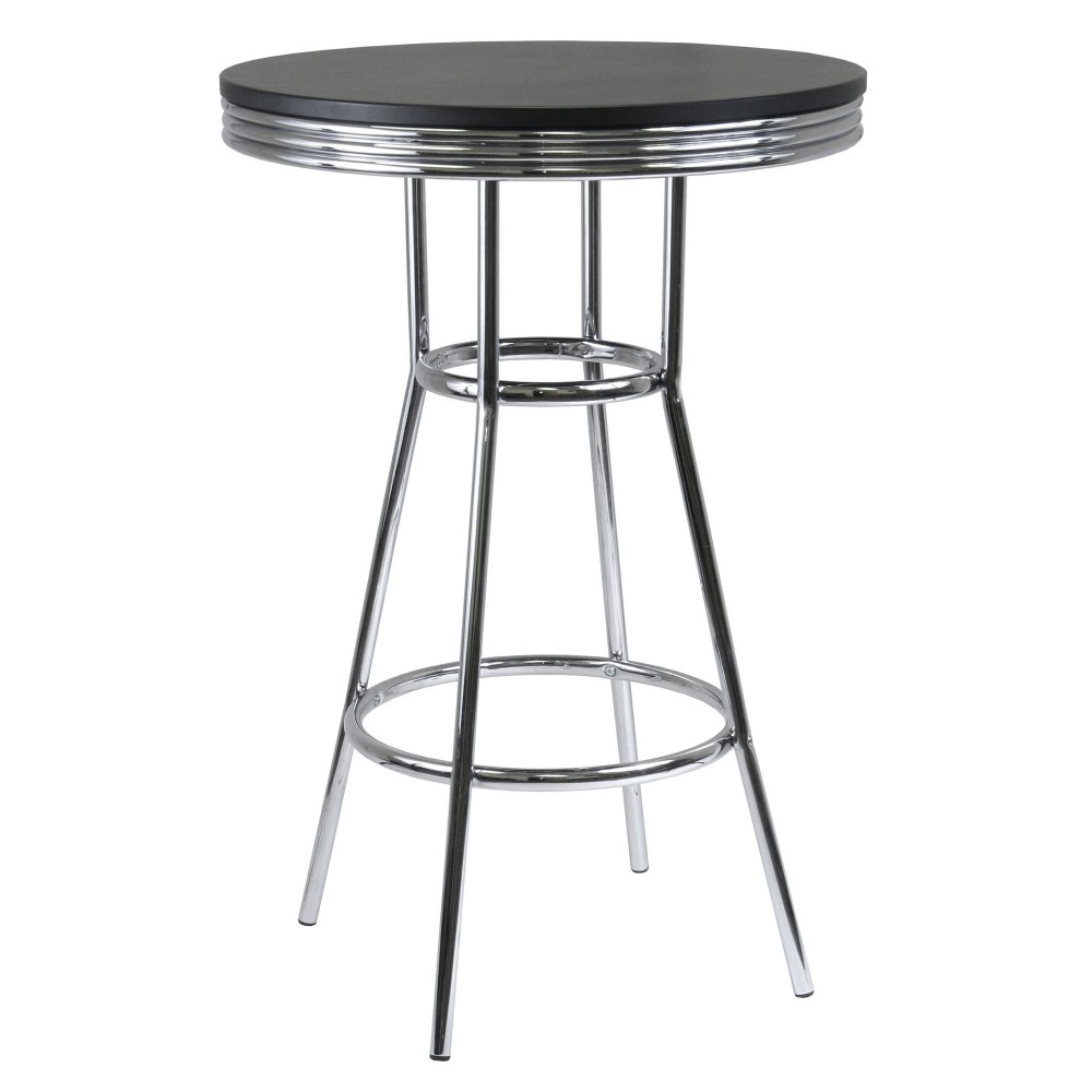 Summit Round High Table, Black and Chrome