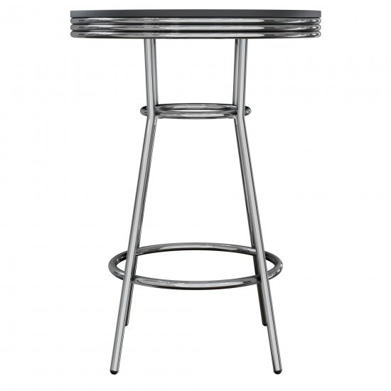 Summit Round High Table, Black and Chrome