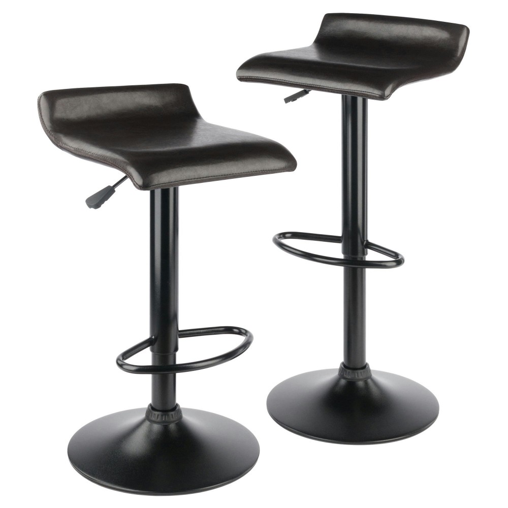 Paris 2-Pc Adjustable Swivel Stool Set, Black and Espresso