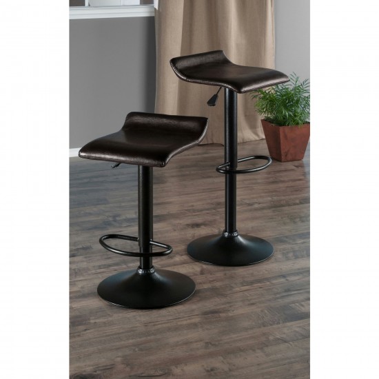 Paris 2-Pc Adjustable Swivel Stool Set, Black and Espresso